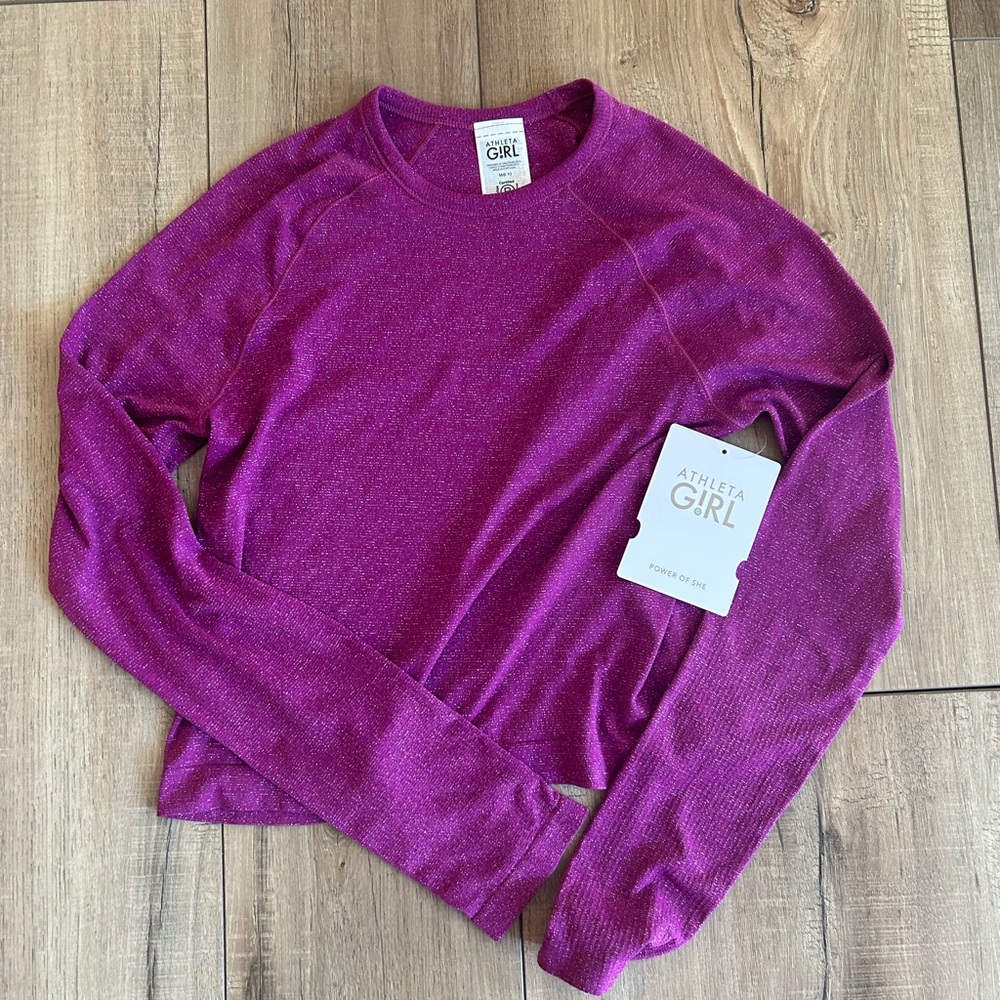Athleta Girl Sparkling Magenta Long Sleeve Top Size Medium (8/10)